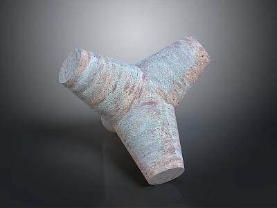 Architectural Construction Component With T Shaped Structure Blue Gray Tone And Rough Stone Texture 3d model