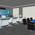 Command Control Room of Modern Monitoring Room 3d model