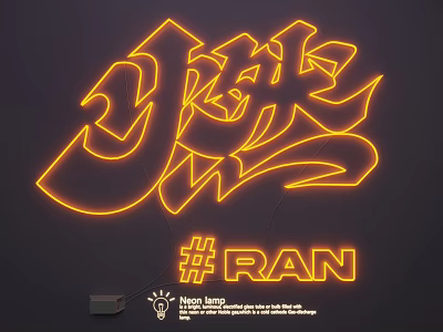 Graffiti Style Neon Light Combinations With Illuminated Wall Art And RAN Logo 3d model