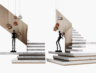 Modern Stair Marble Stair Chandelier 3d model