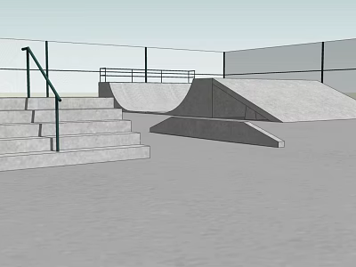 Skate Park Design Featuring Outdoor Concrete Steps Railings And Ramps 3d model