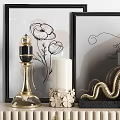 Elegant Modern Decorative Ornament Combination With Golden Sculpture Ceramic Vases Framed Art And Glass Globe