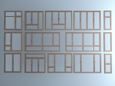 Modern windows Wood grain casement 3d model