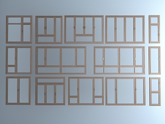 Modern windows Wood grain casement 3d model