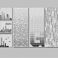 Modern Laser Cut Room Dividers Featuring City Skyline And Geometric Perforations