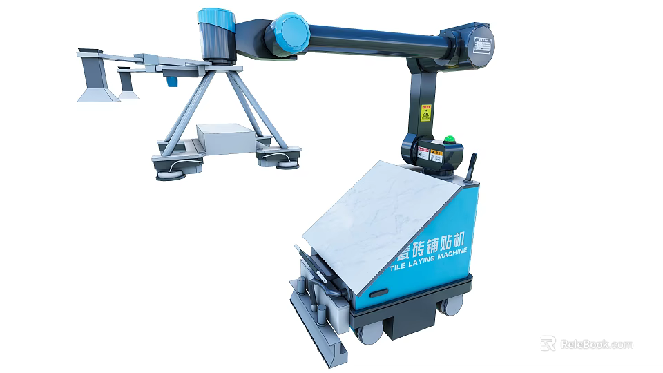 Industrial Automated Robotic Arm Equipment with Loading Platform and Control Panel 3d model 