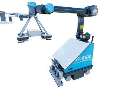 Industrial Automated Robotic Arm Equipment with Loading Platform and Control Panel 3d model