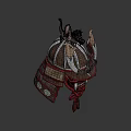 Samurai Helmet With Fanged Red Mask And Dragon Ornament Traditional Design