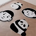 Shaped Rugs Featuring Black And White Cartoon Animal Face Design For Home Decor