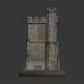 Ancient Stone Castle Gateway with Crenellated Tower and Archway on Green Base Model