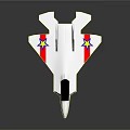 White Model Airplane with Red Yellow Star Patterns and Round Emblem on Tail 3d model
