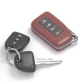 Car Key Set With Red Remote Control And Black Traditional Key Fob Design