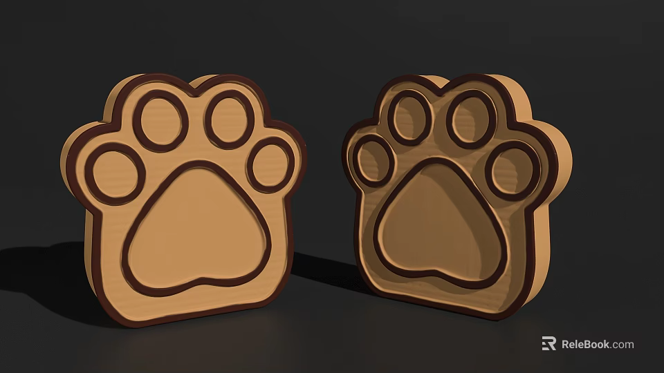 Cute Wooden Paw Print Shaped Household Decor Items For Daily Use 3d model 