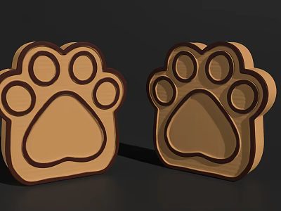 Cute Wooden Paw Print Shaped Household Decor Items For Daily Use 3d model