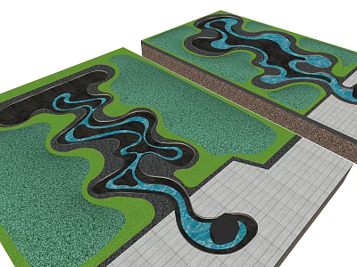 Modern Waterscape Sales Office Dry Creek Pool Waterscape 3d model