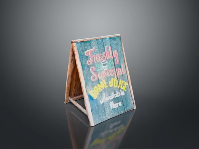 Wooden Foldable Sign for Freshly Squeezed Orange Juice Made Here 3d model