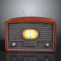 Vintage Retro Radio With Wooden Leather Exterior Round Dial And Antenna