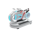 Futuristic Hover Motorcycle With Blue LED Rings And Red Accents On Display Stand