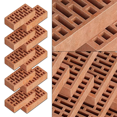 Red Hollow Clay Bricks as Architectural Building Components for Construction Use 3d model