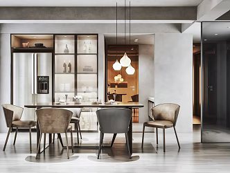 Modern Restaurant Dining Table and Chair 3d model