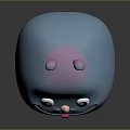 Cute Cartoon Creature With Rabbit Ears Blue Pink Gradient Big Eyes And Smiling Mouth