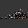 Pile of Scrap Metal and Mixed Waste Materials on Concrete Surface 3d model