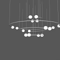 Modern Chandelier With Layered Metal Rings And Circular Bulbs Hanging Design