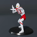 Ultraman Action Figure In White And Red Suit With Battle Stance On Black Display Base