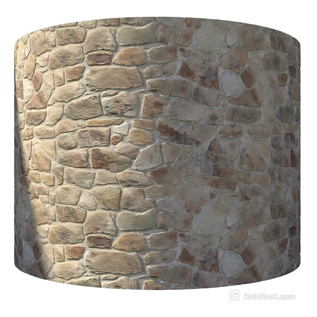 Rustic Cylindrical Stone Construction Element With Natural Texture And Varied Blocks 3d model 