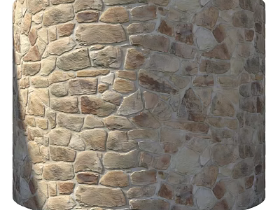 Rustic Cylindrical Stone Construction Element With Natural Texture And Varied Blocks 3d model