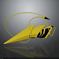 Yellow Weapon With Black Stripes Sharp Blade And Coiled Cord Design 3d model