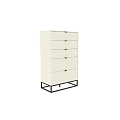 Modern Light Colored Sideboard With Geometric Pattern Drawers And Black Metal Legs