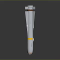 Aerodynamic Military Missile With White Body Fins Yellow Band And Brown Top