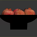 Vibrant Red Ripe Pomegranates Placed On A Black Plate For Fresh