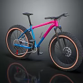 Stylish Fat Tire Bike With Pink Blue Gradient Frame And Orange Rims Design