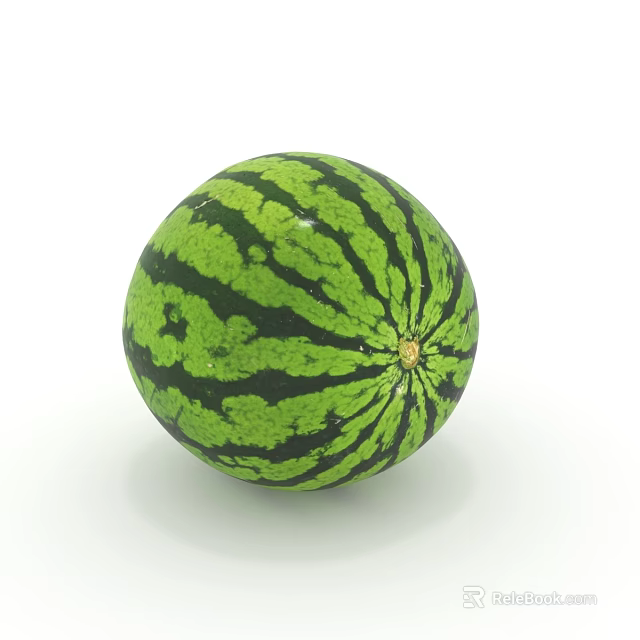 Vibrant Dark Striped Green Round Watermelon as Fresh Nutritious Summer Crop 3d model 