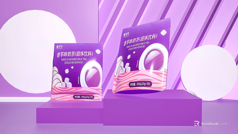 Elegant Ornament Decoration Set With Purple Display Base And Decorative Elements 3d model 