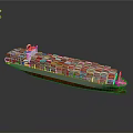 Large Container Ship Loaded With Stacked Multicolored Cargo Containers 3d model