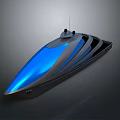 Sleek Modern Yacht With Blue Transparent Hull And Top Antenna Structure