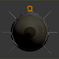 Military Missile 3D Render With Brown Warhead Yellow Stripe White Tail Fins And Orange Parts