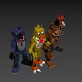 Animatronic Game Characters Including Blue Rabbit Yellow Chicken Brown Bear And Red Fox