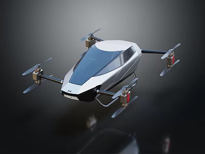 Smart Machine Drone Flying with Sleek Modern Design and Propellers 3d model
