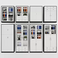 Various Office Bookcase Styles with Doors Drawers Books Folders and Potted Plants