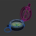 Decorative Ornament Set with Vintage Open Compass Featuring Metallic Finish and Detailed Scales