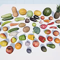 Colorful Assorted Fresh Fruits Display With Apples Oranges Pears And Pineapple On White Background