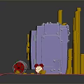 Purple Safe With Yellow Wheel Gold Coin Stacks Red Roller And Mat