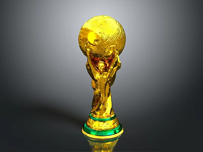 Golden Globe Shaped Trophy With Green Base And Metallic Finish Design 3d model