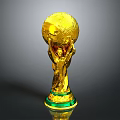 Golden Globe Shaped Trophy With Green Base And Metallic Finish Design