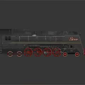 Vintage Black Steam Train Model With Red Wheels And Front Decorative Details