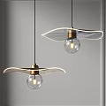Modern Copper Glass Pendant Lights With Curved White Shades And Transparent Globe Bulbs